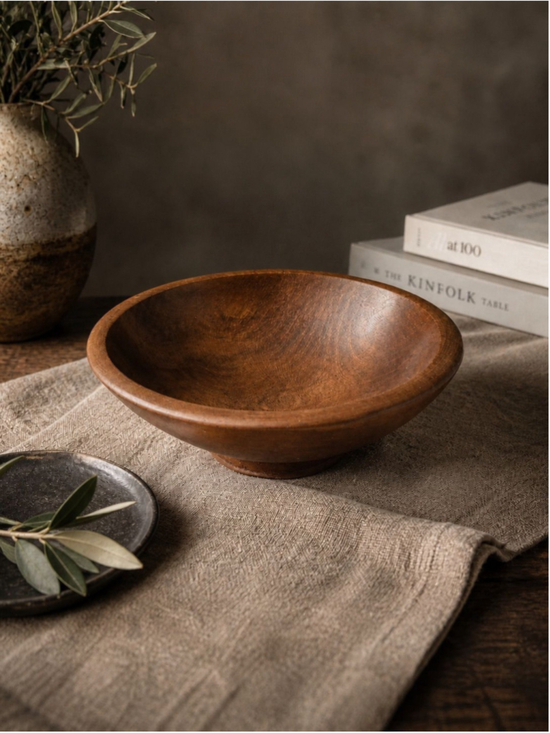 Unbranded Other - Vintage Hand Turned Wooden Pedestal Bowl 8.5” Primitive Farmhouse Rustic Dough B